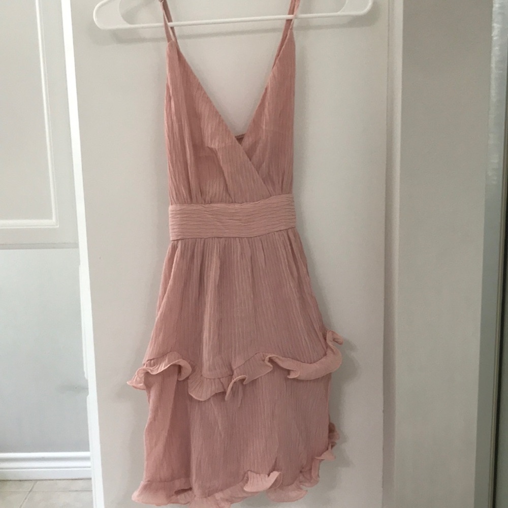 Selfie Leslie Blush strappy frill dress